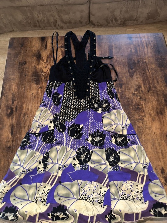 Free People Dresses & Skirts - Free People Black and Purple Floral Halter Top